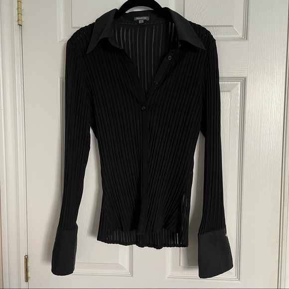 Ribbed Y2K Black Button Up - Picture 9 of 11